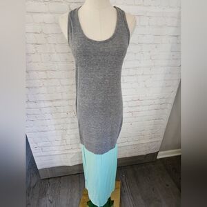 Revolve DeLacy Laurel Tank Maxi Dress Grey & Aqua | Small | EUC